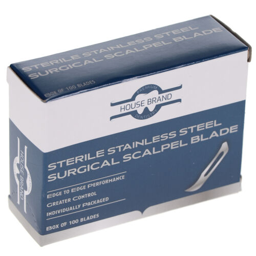 House Brand Dentistry 103102 HSB #12B Sterile Stainless Steel Surgical Scalpel Blades 100/Pk