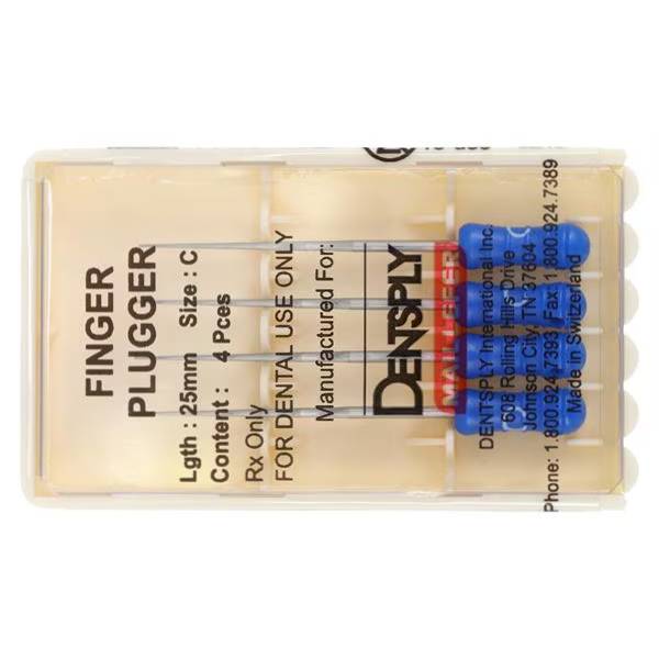 Dentsply Sirona 671712 Finger Pluggers Plastic Handle Blue C 25mm 4/Pk