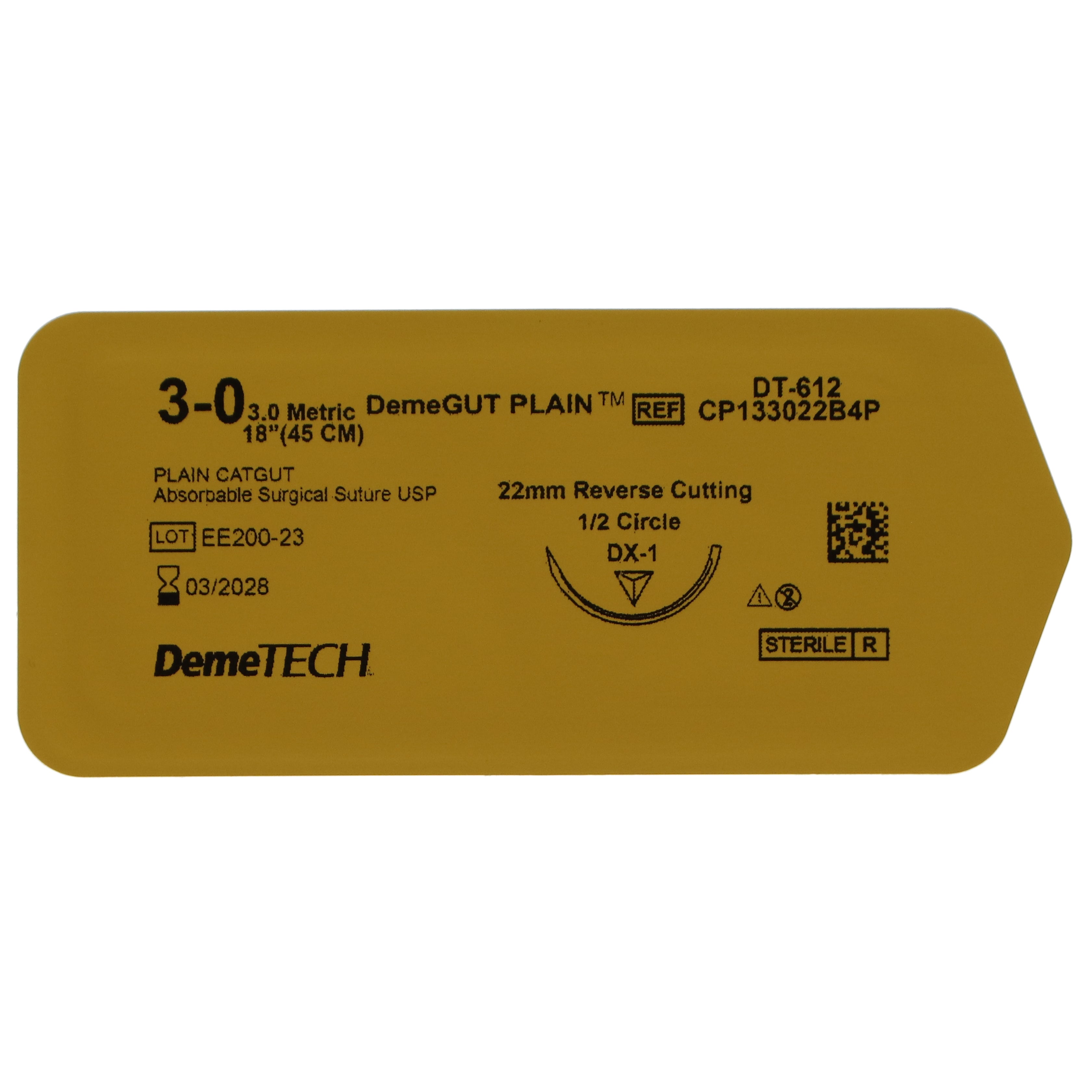 House Brand Dentistry 103110 HSB Plain Gut Absorbable Sutures 45cm Beige 3/0 22mm 1/2 Circle Reverse Cutting 12/Bx