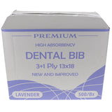 House Brand Dentistry 109232 HSB Dental Patient Bibs 3+1 Ply 13" X 18" Lavender 500/Bx