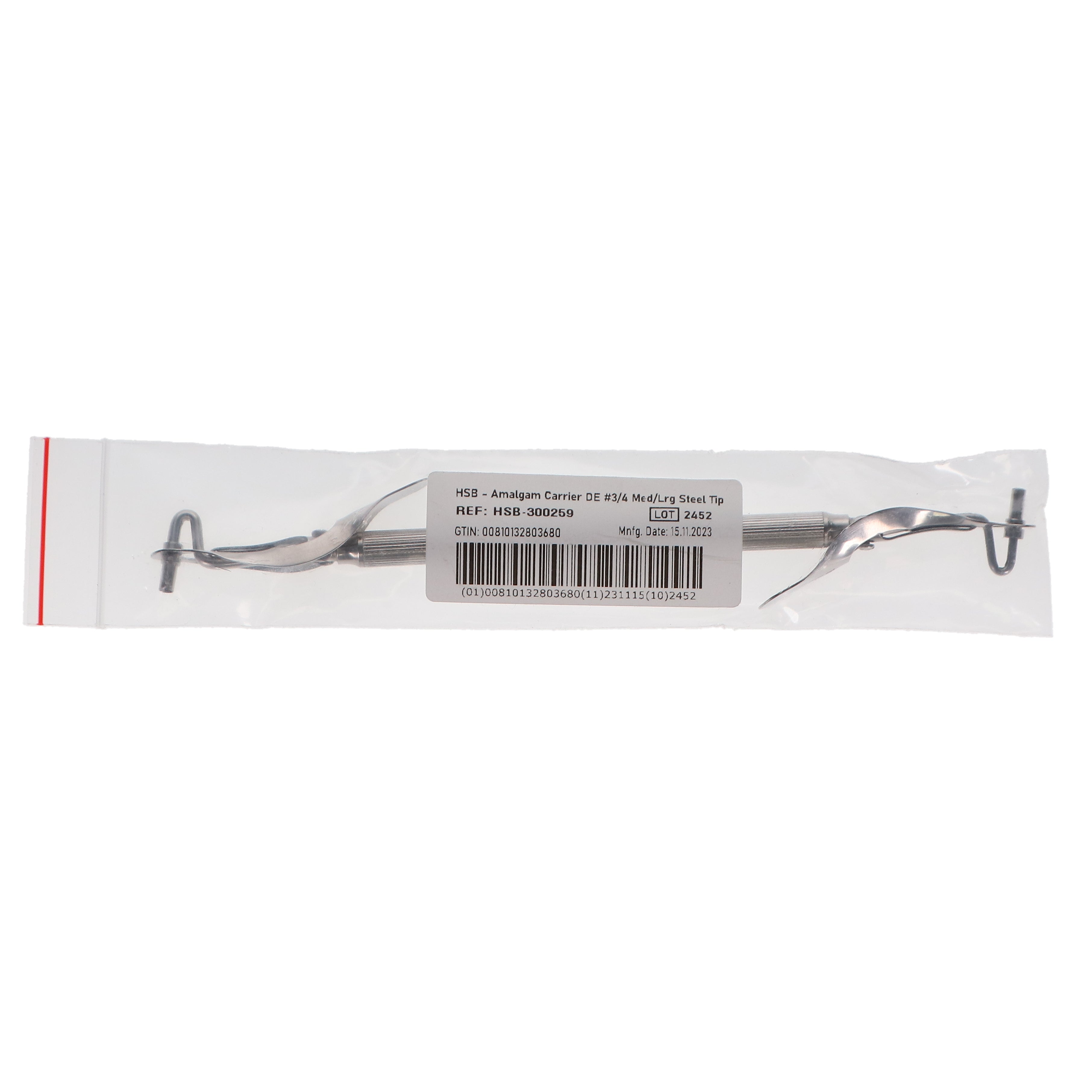 House Brand Dentistry 300259 HSB Double End #3/4 Amalgam Carrier Medium / Large Steel Tip