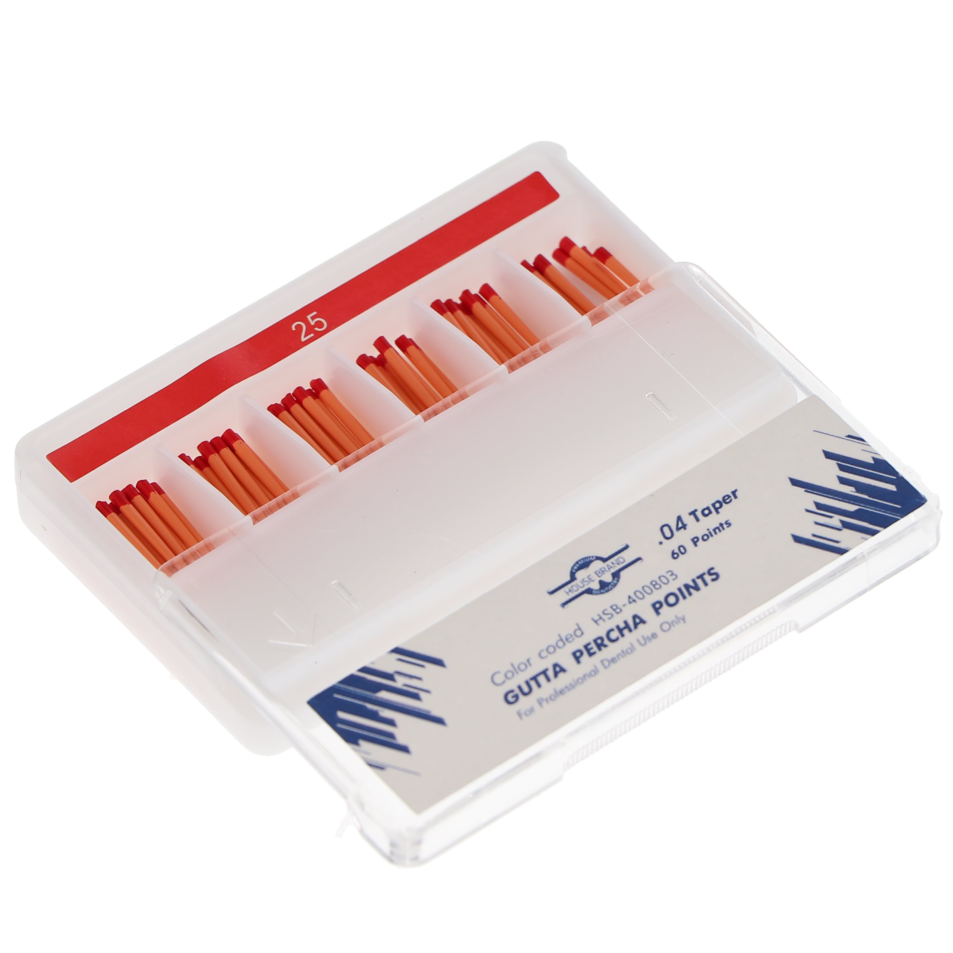 House Brand Dentistry 400803 HSB Gutta Percha Points .04 Tapered #25 60/Pk