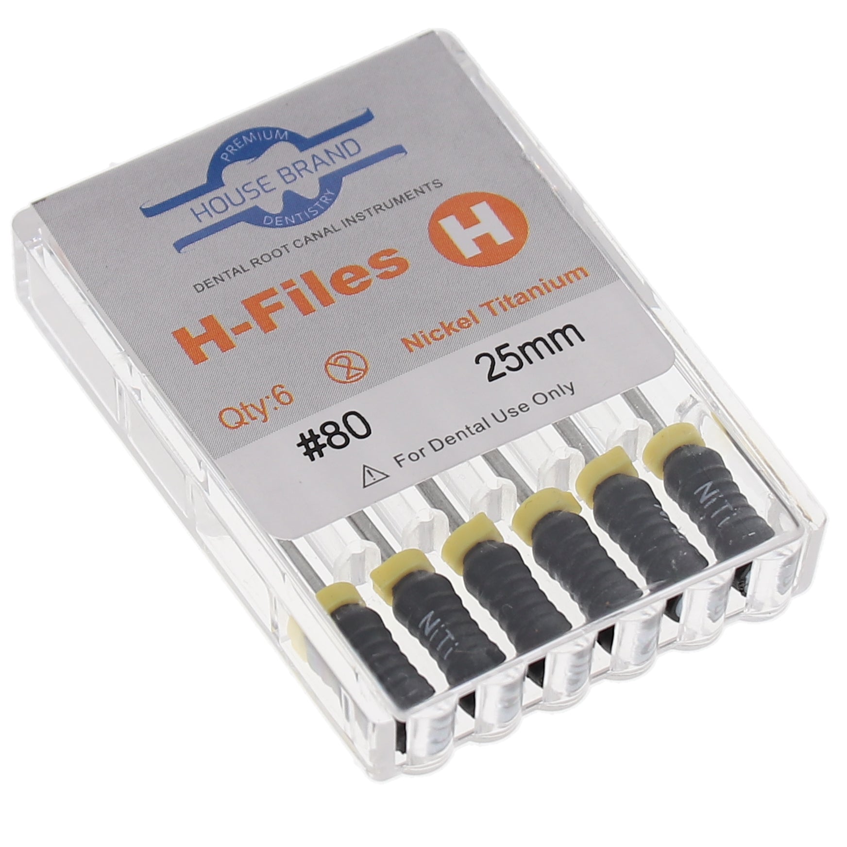 House Brand Dentistry 400431 HSB Hedstrom Endodontic Files NiTi 25mm #80 6/Pk