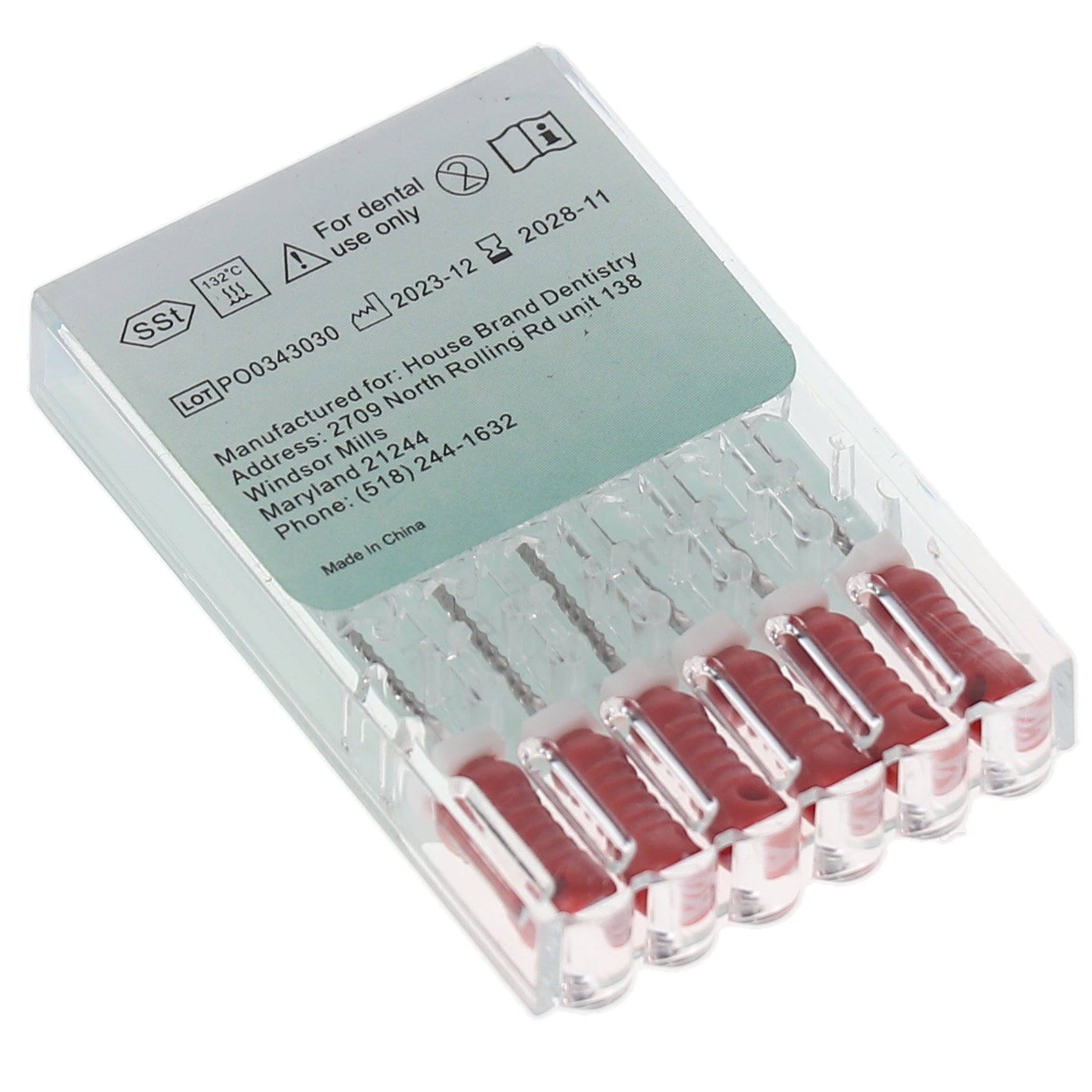 House Brand Dentistry 400113 HSB Endodontic K-Files 21mm #55 Red Stainless Steel 6/Pk