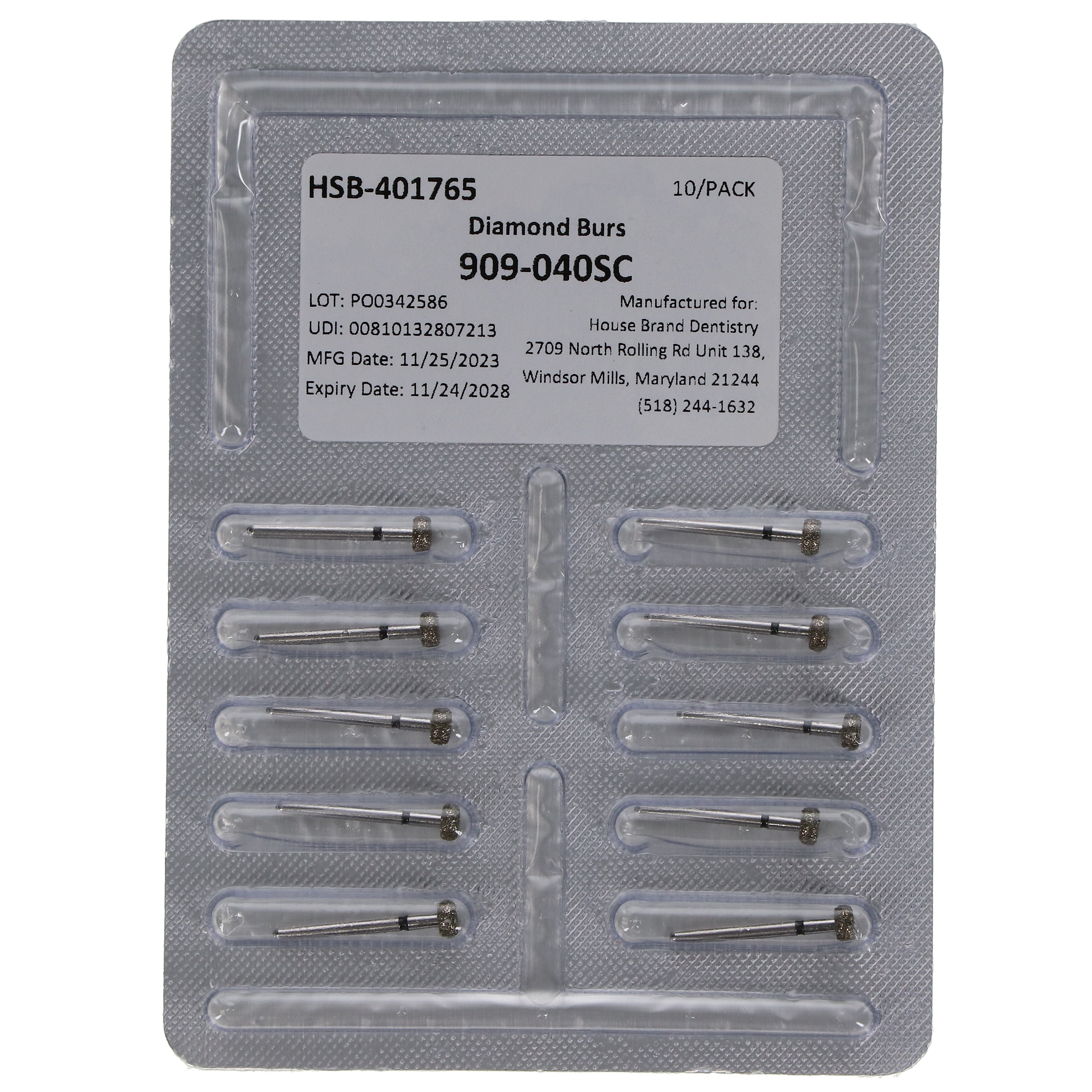 House Brand Dentistry 401765 FG 909-040SC Wheel Super Coarse Grit Diamond Burs 10/Pk