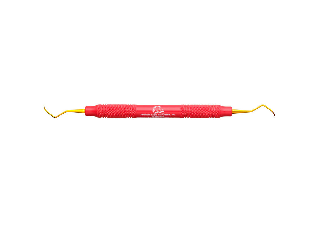 American Eagle Instrument AECB5-6XPX Double End #5-6 Barnhart Dental Curette XP Resin Handle Red