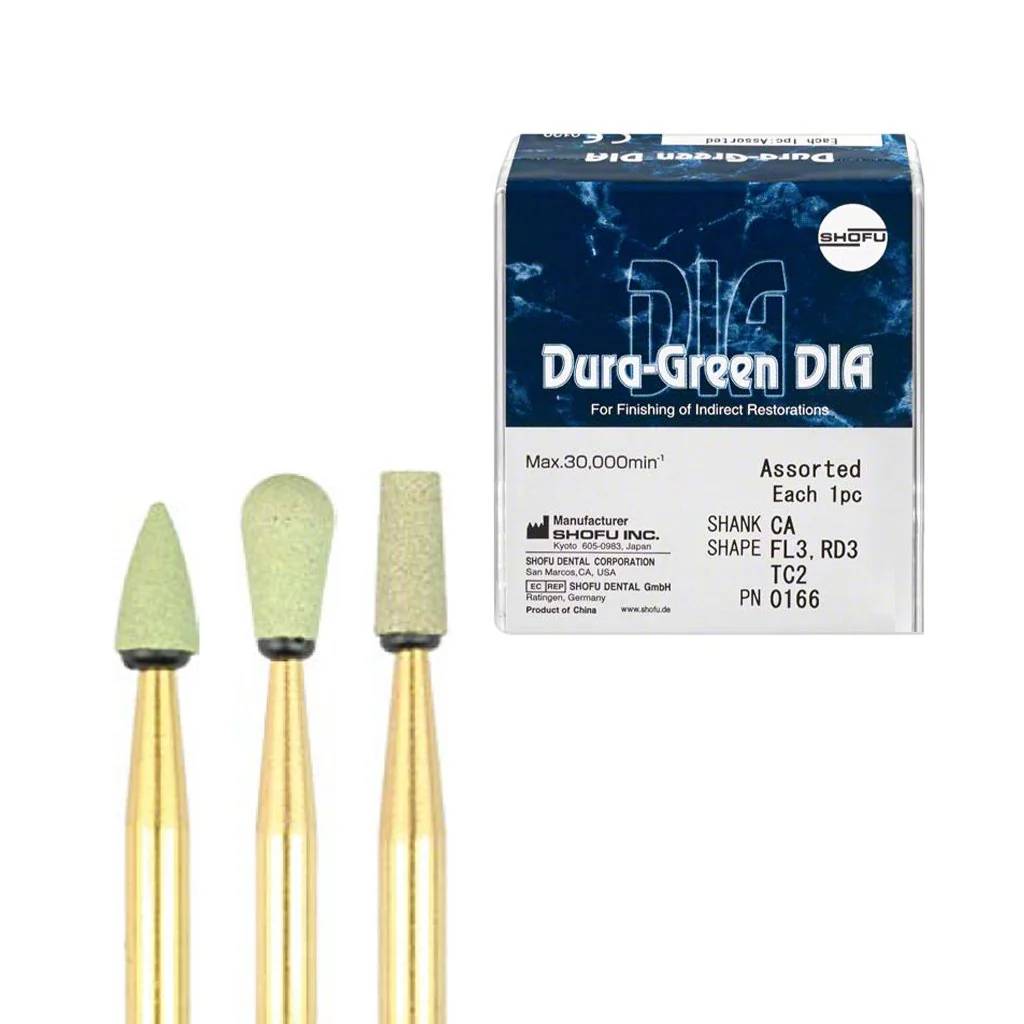 Shofu Dental 0166 Dura-Green Carbide Finishing Stones CA Assorted 3/Pk