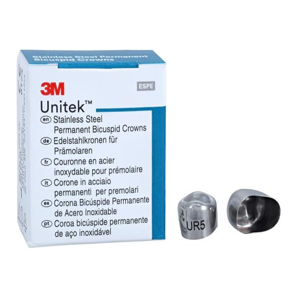3M Solventum 900525 Unitek Crowns Stainless Steel 1st Permanent Bicuspid #5 Upper Right 5/Bx