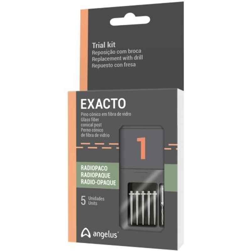 Angelus 9117 Exacto Translucent Endodontic Posts Trial Kit #1 5/Pk + 1 Bur