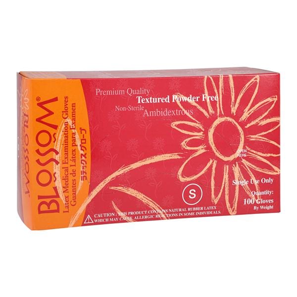 Blossom Disposables BM-6226-LTX-PF Latex Gloves Small Textured 100/Bx