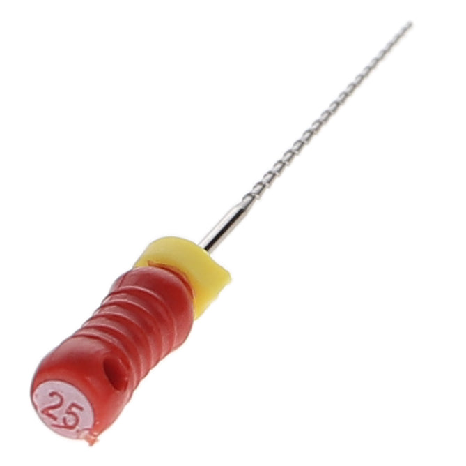 House Brand Dentistry 400471 HSB Hedstrom Endodontic Files Stainless Steel 25mm #25 Red 6/Pk