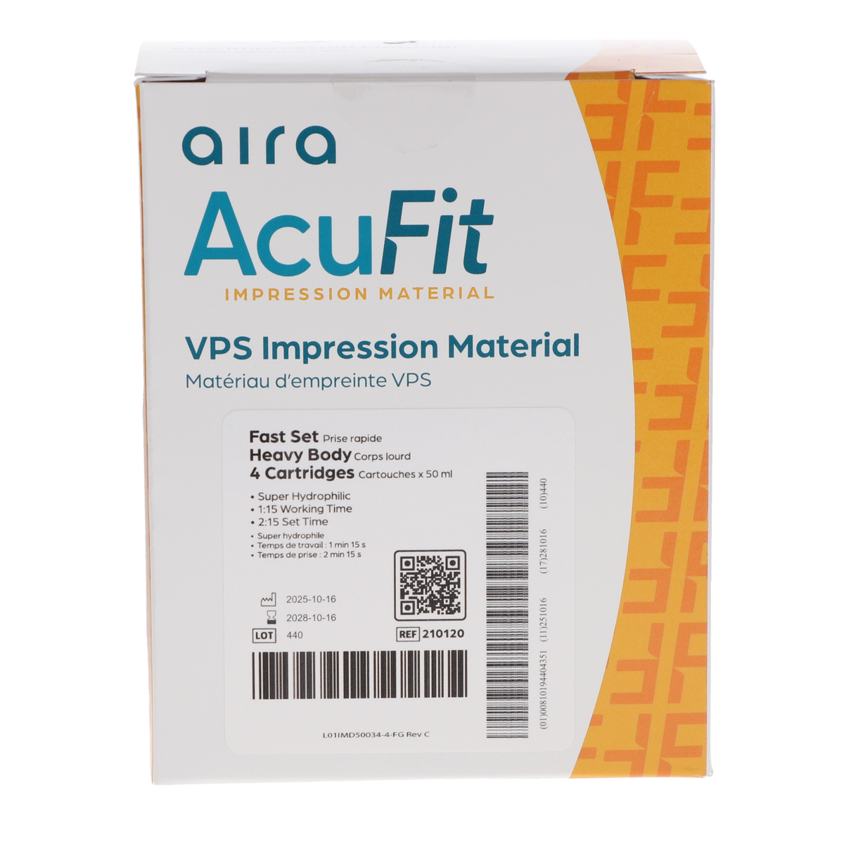 Aira 210120 AcuFit VPS Impression Material Heavy Body Fast Set 4/Pk