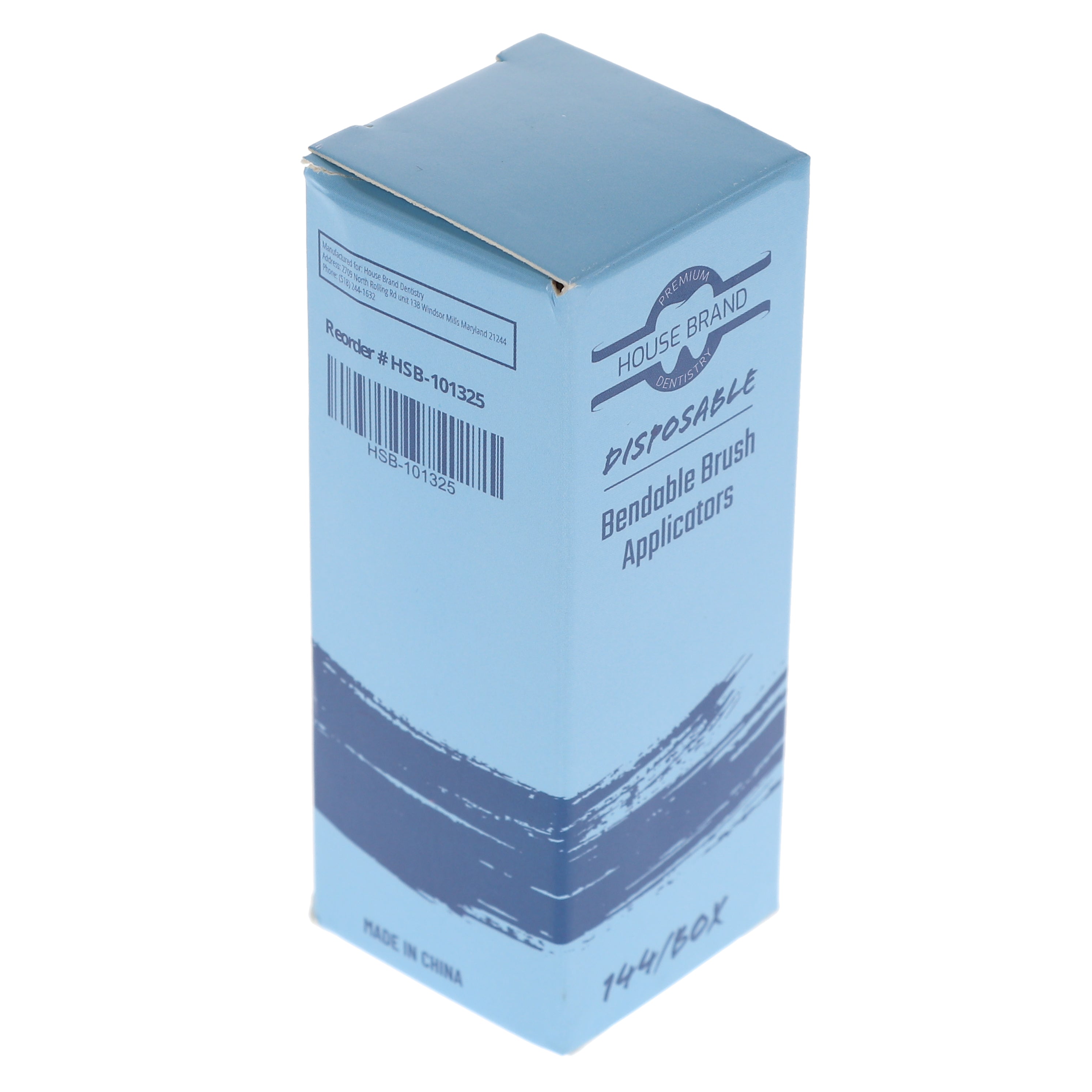 House Brand Dentistry 101325 HSB Bendable Brush Applicators Blue 144/Box