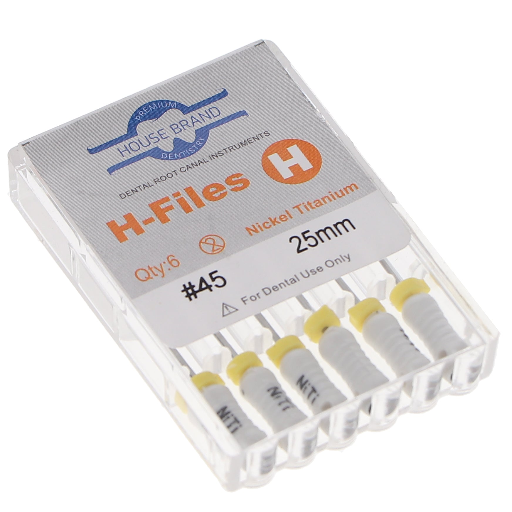 House Brand Dentistry 400425 HSB Hedstrom Endodontic Files NiTi 25mm #45 6/Pk