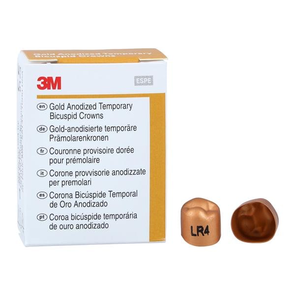 3M Solventum 940644 Gold Anodized Dental Crown Forms #4 Lower Right 5/Bx