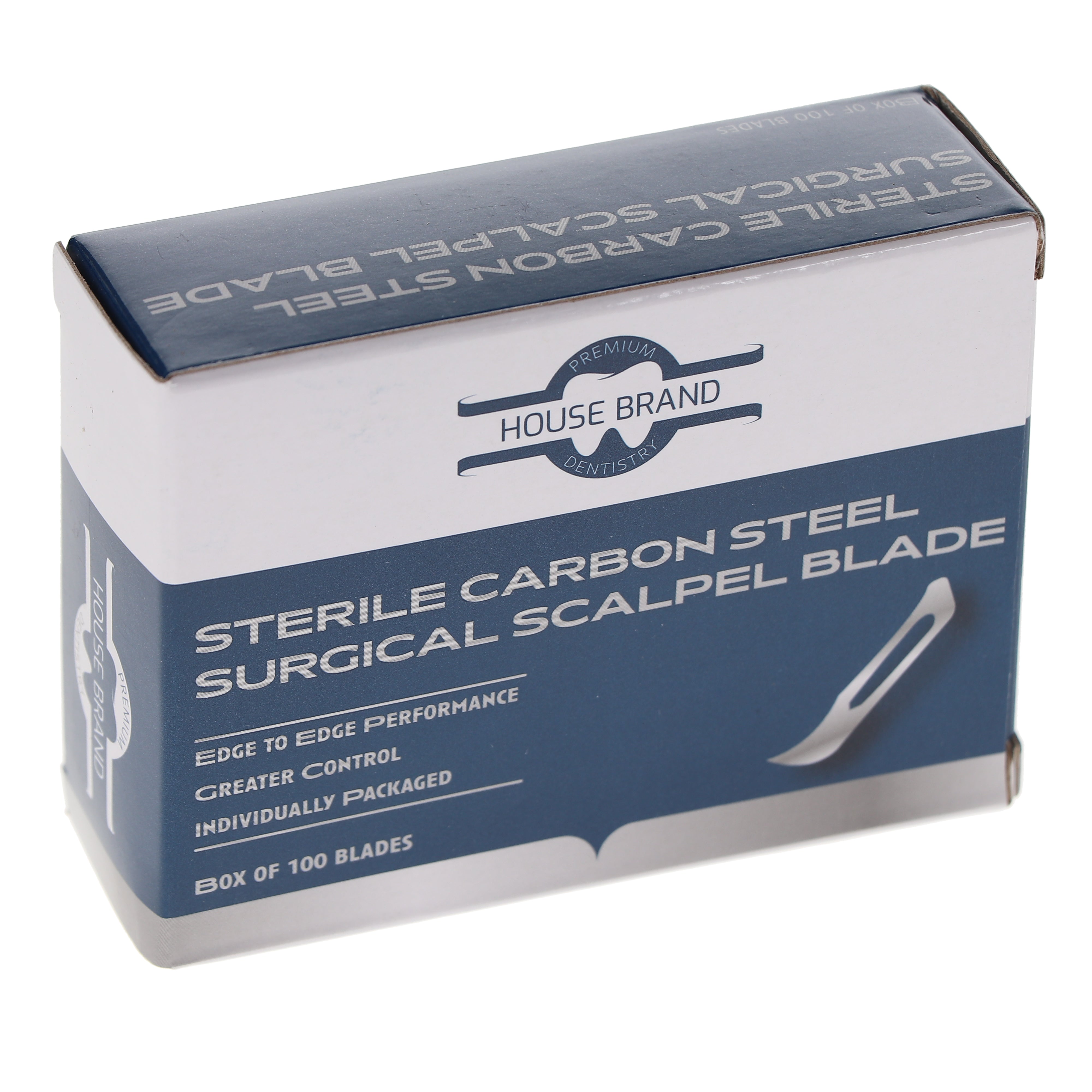 House Brand Dentistry 103100 HSB #12 Sterile Carbon Steel Surgical Scalpel Blades 100/Pk