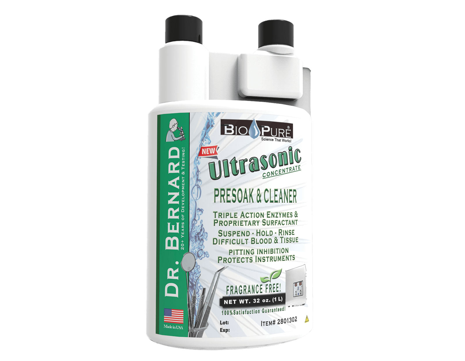 Sable 2801302 Ultrasonic Presoak & Cleaner Concentrate Fragrance Free 32 oz