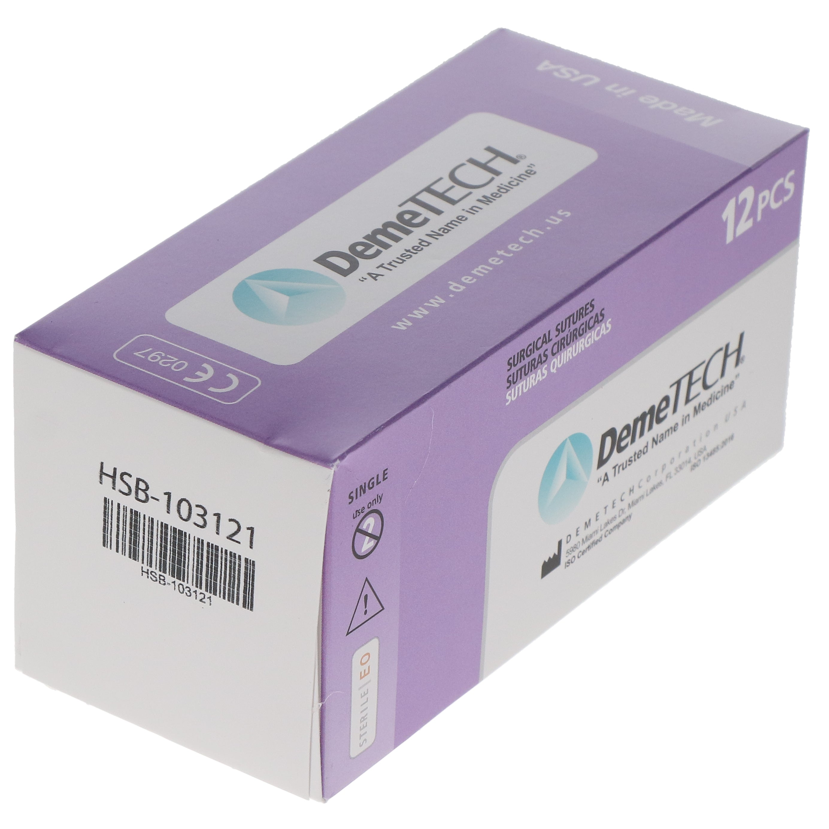House Brand Dentistry 103121 HSB Polyglactin Violet Precision Point Reverse Cutting Sutures 45cm 4/0 13mm 3/8 Circle 12/Bx