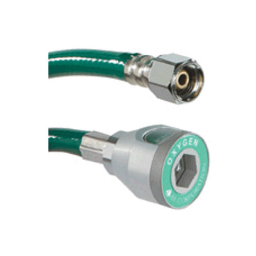 Belmed 8000-0107 Oxygen Hose DISS Nut x Puritan Female Coupler 7 Feet