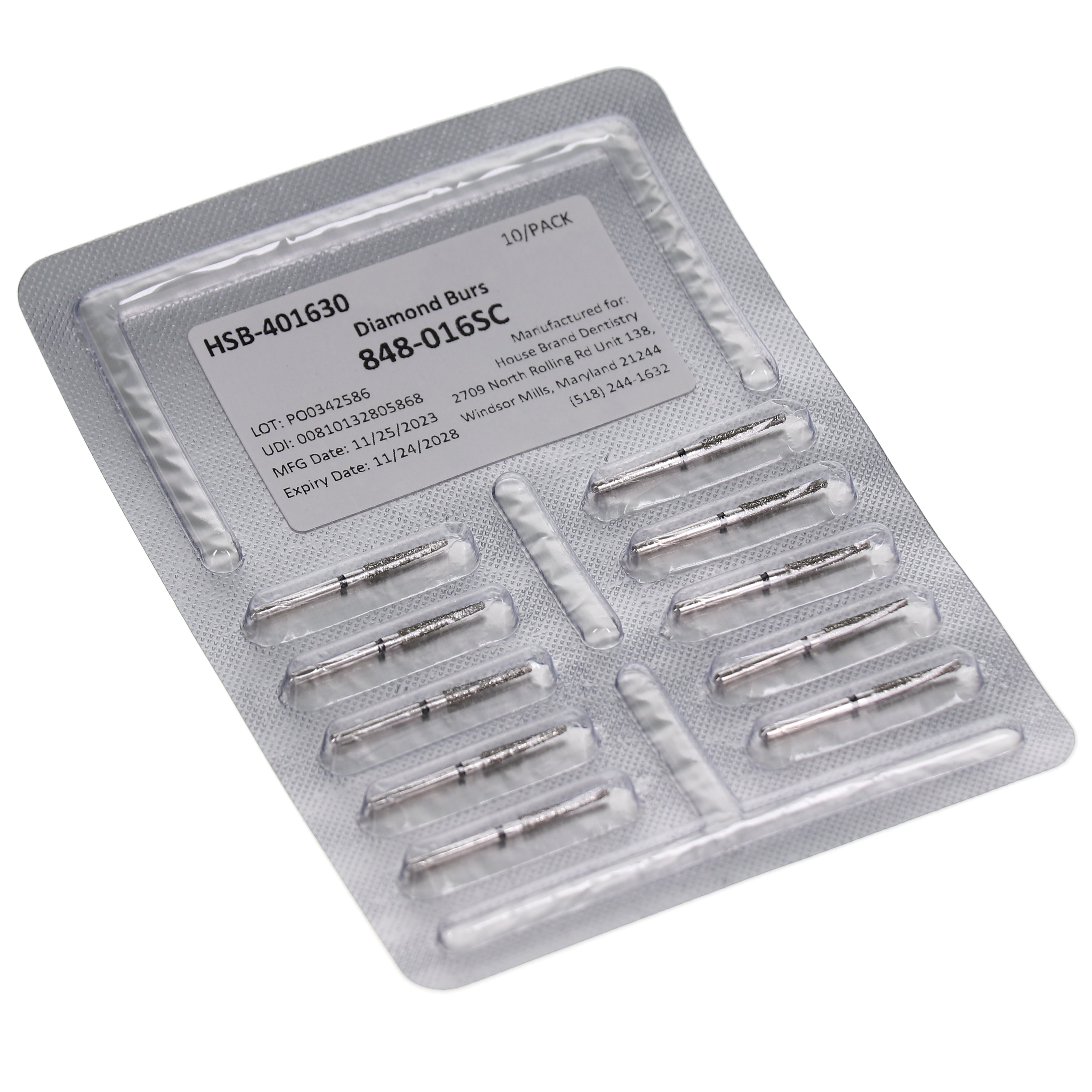 House Brand Dentistry 401630 HSB FG 848-016SC Flat End Taper Super Coarse Grit Diamond Burs 10/Pk