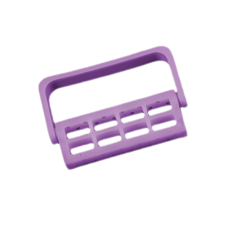 Plasdent 400BC-10N Adjustable 12 Dental Bur Caddy Autoclavable Neon Purple 1/Pk