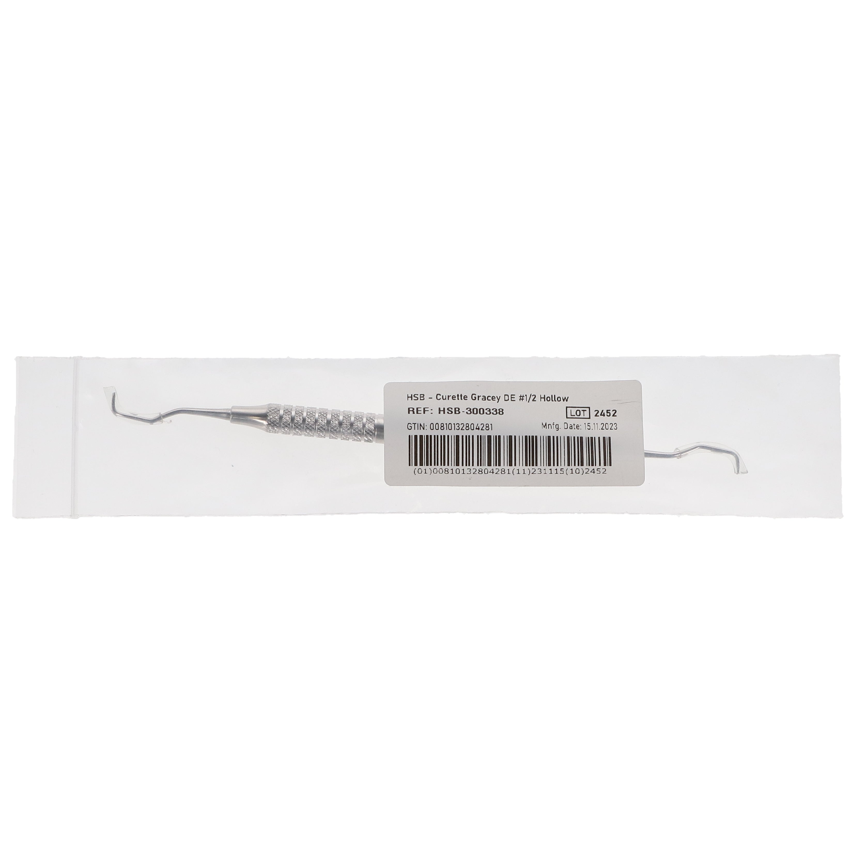 House Brand Dentistry 300338 HSB Double End #1/2 Dental Curette Gracey Hollow Handle