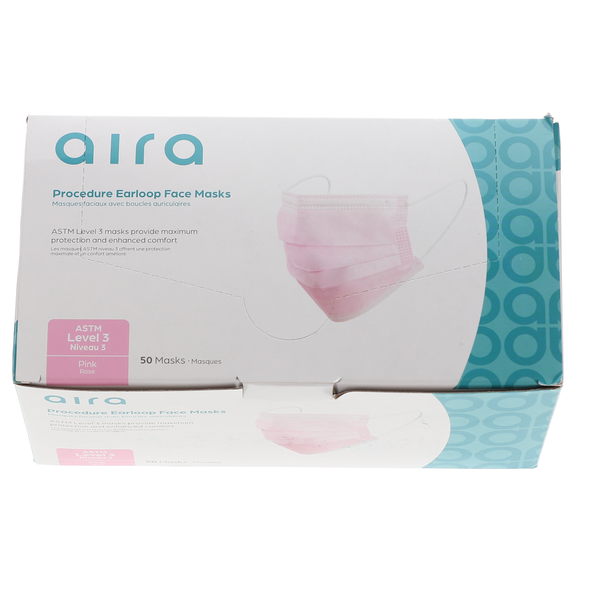 Aira 109131 Procedure Earloop Face Masks 3-Ply ASTM Level 3 Pink 50/Bx