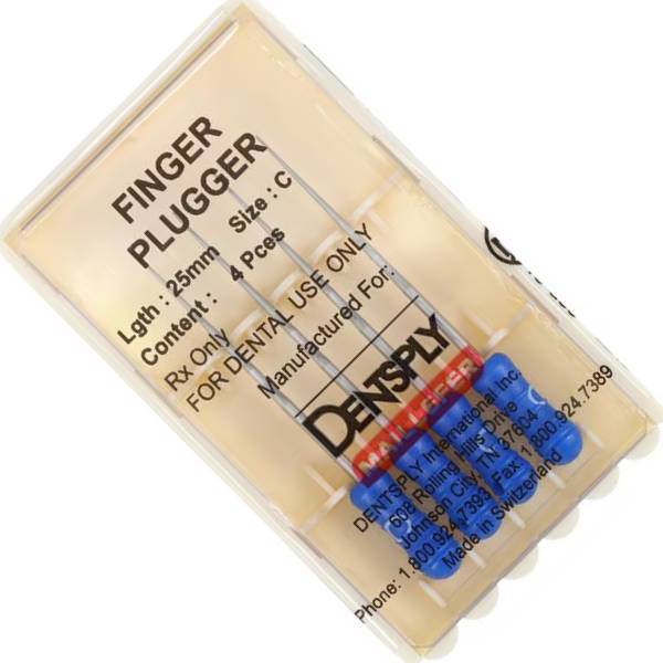 Dentsply Sirona 671712 Finger Pluggers Plastic Handle Blue C 25mm 4/Pk