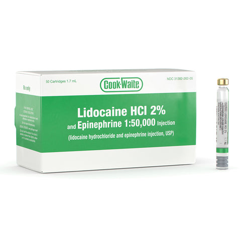 Septodont 1628262 Cook-Waite Lidocaine HCL 2% 1:50K 50/Bx