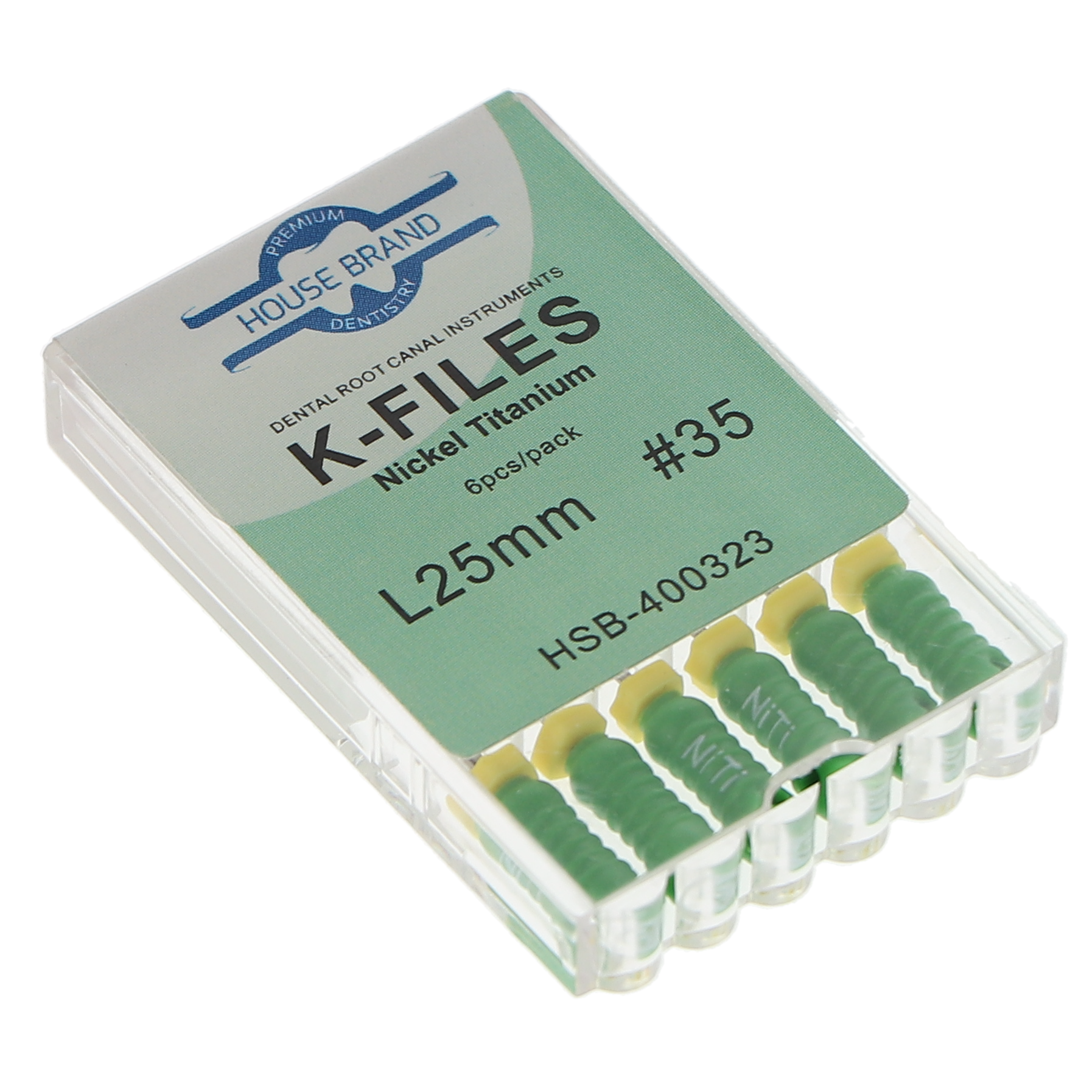 House Brand Dentistry 400323 HSB Endodontic K-Files NiTi 25mm #35 6/Pk