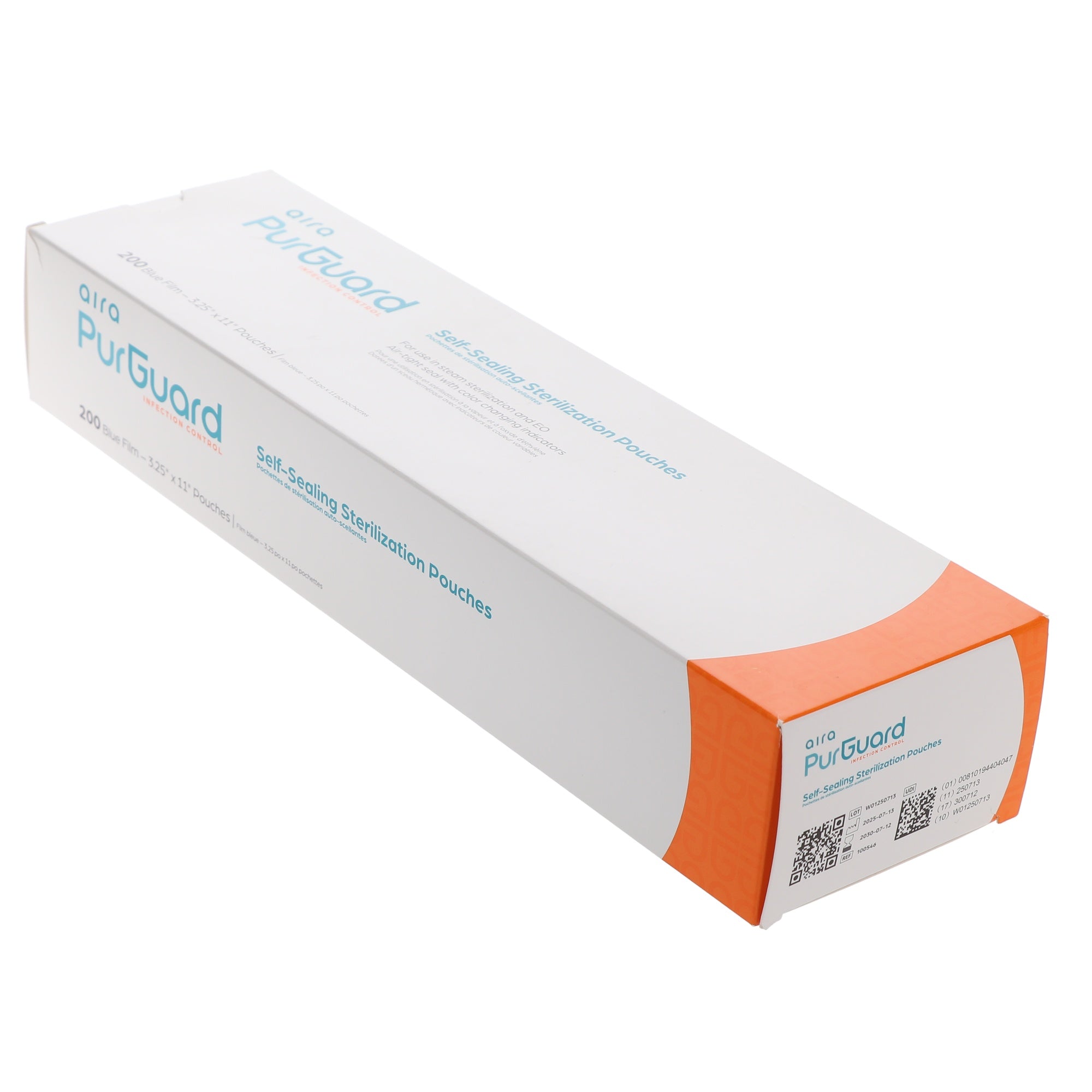 Aira 100546 PurGuard Self-Sealing Sterilization Pouches Paper Blue Film 3.25