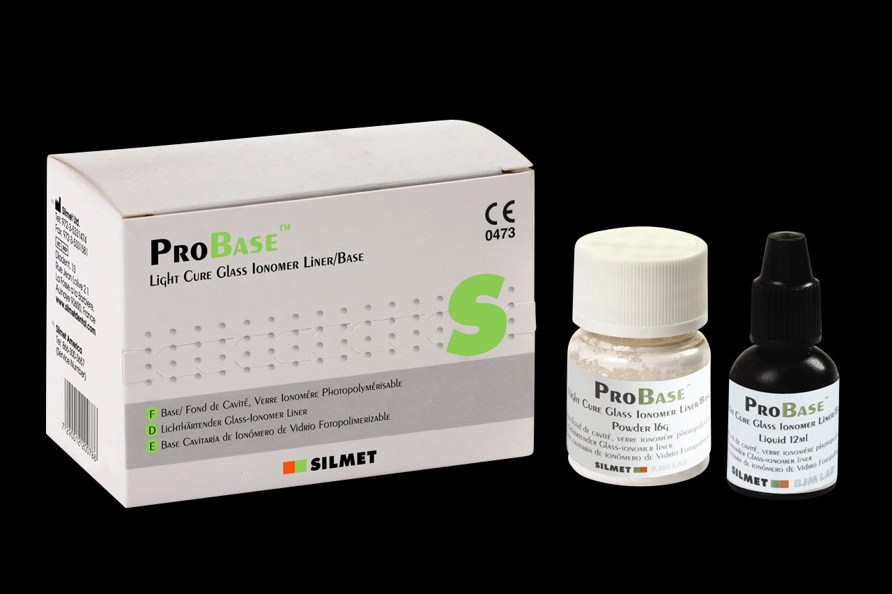 Silmet 170001 ProBase Kit Light Cure Glass Ionomer Cement 15gm Powder & 9mL Liquid