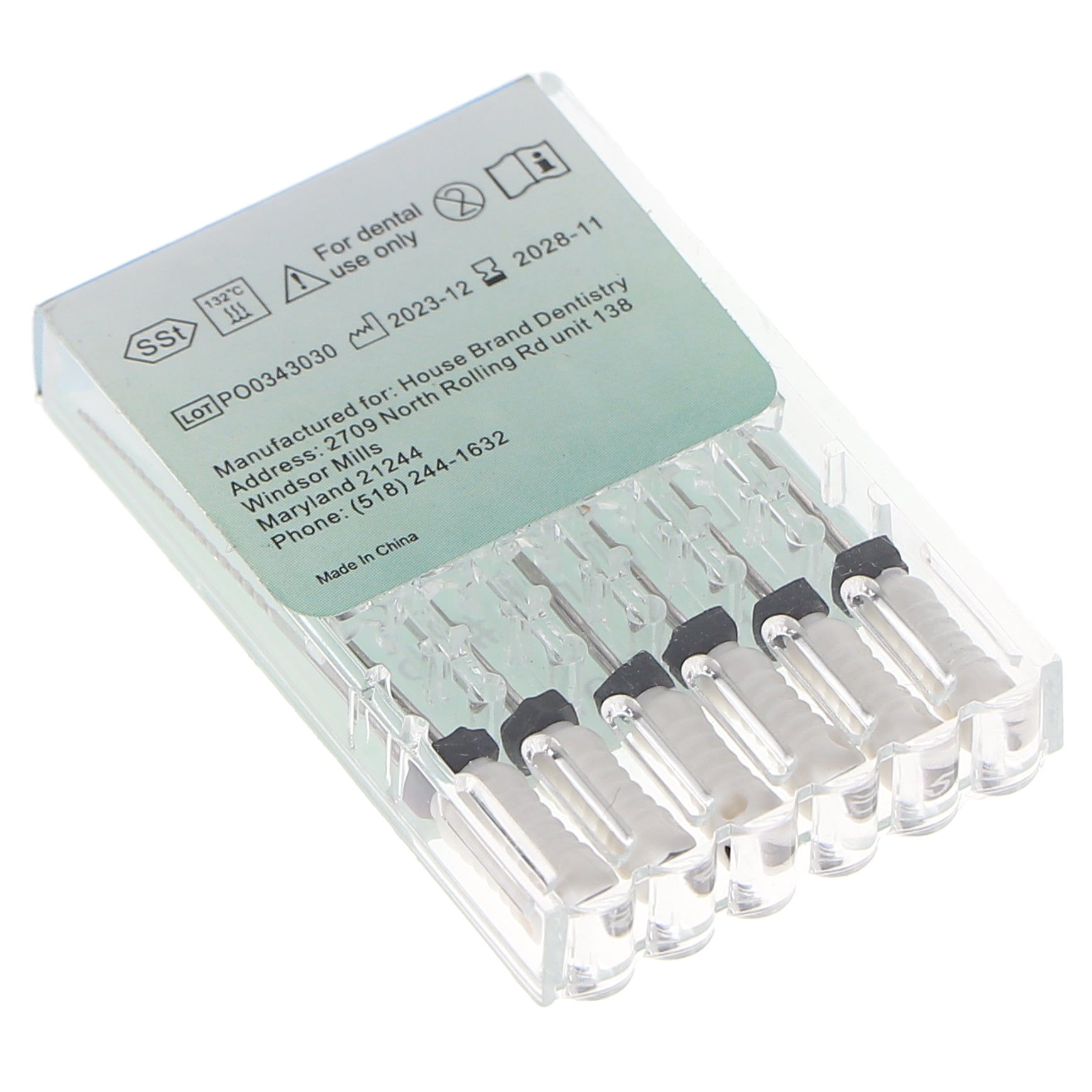 House Brand Dentistry 400144 HSB Endodontic K-Files 31mm #45 White Stainless Steel 6/Pk