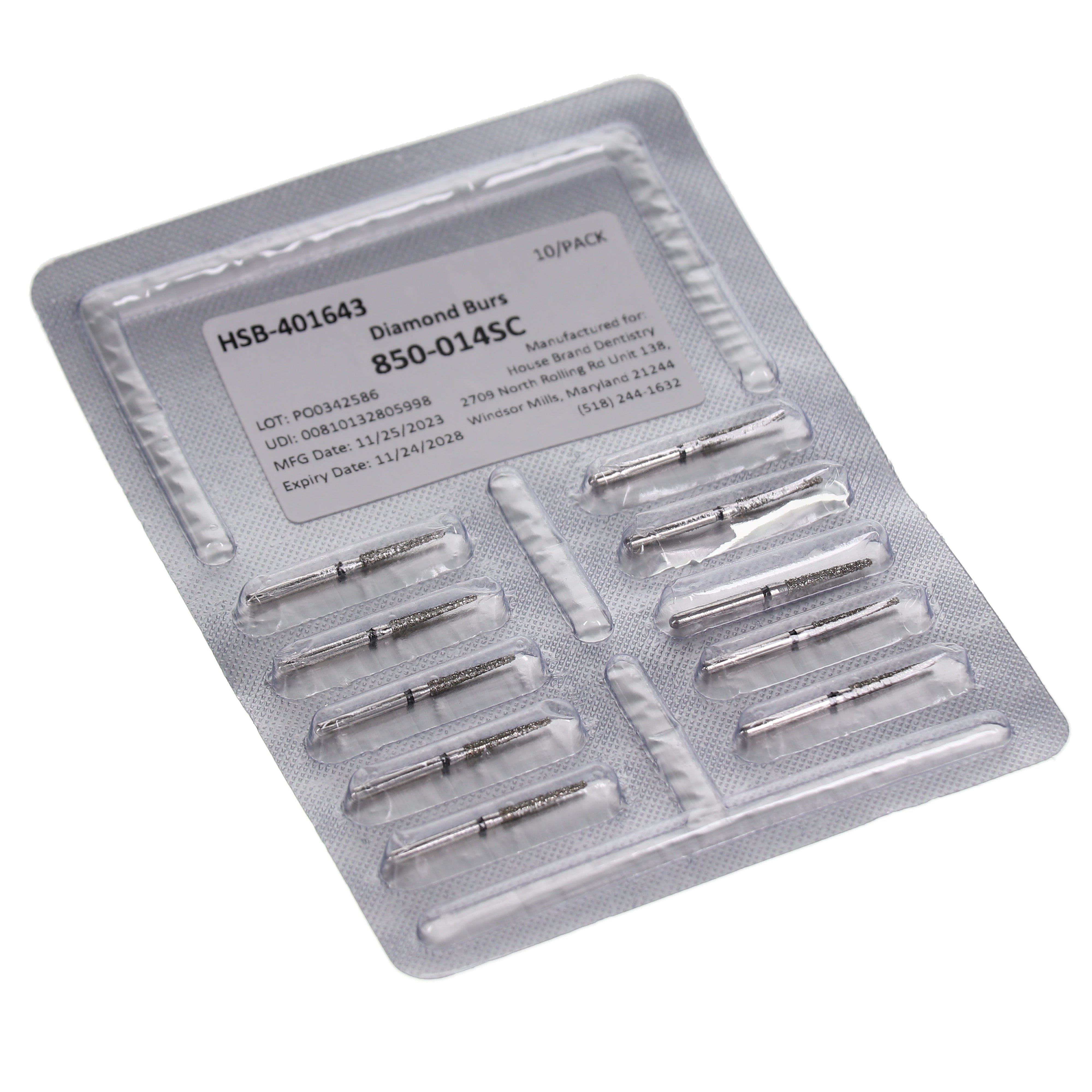 House Brand Dentistry 401643 HSB FG 850-014SC Round End Taper Super Coarse Grit Diamond Burs 10/Pk