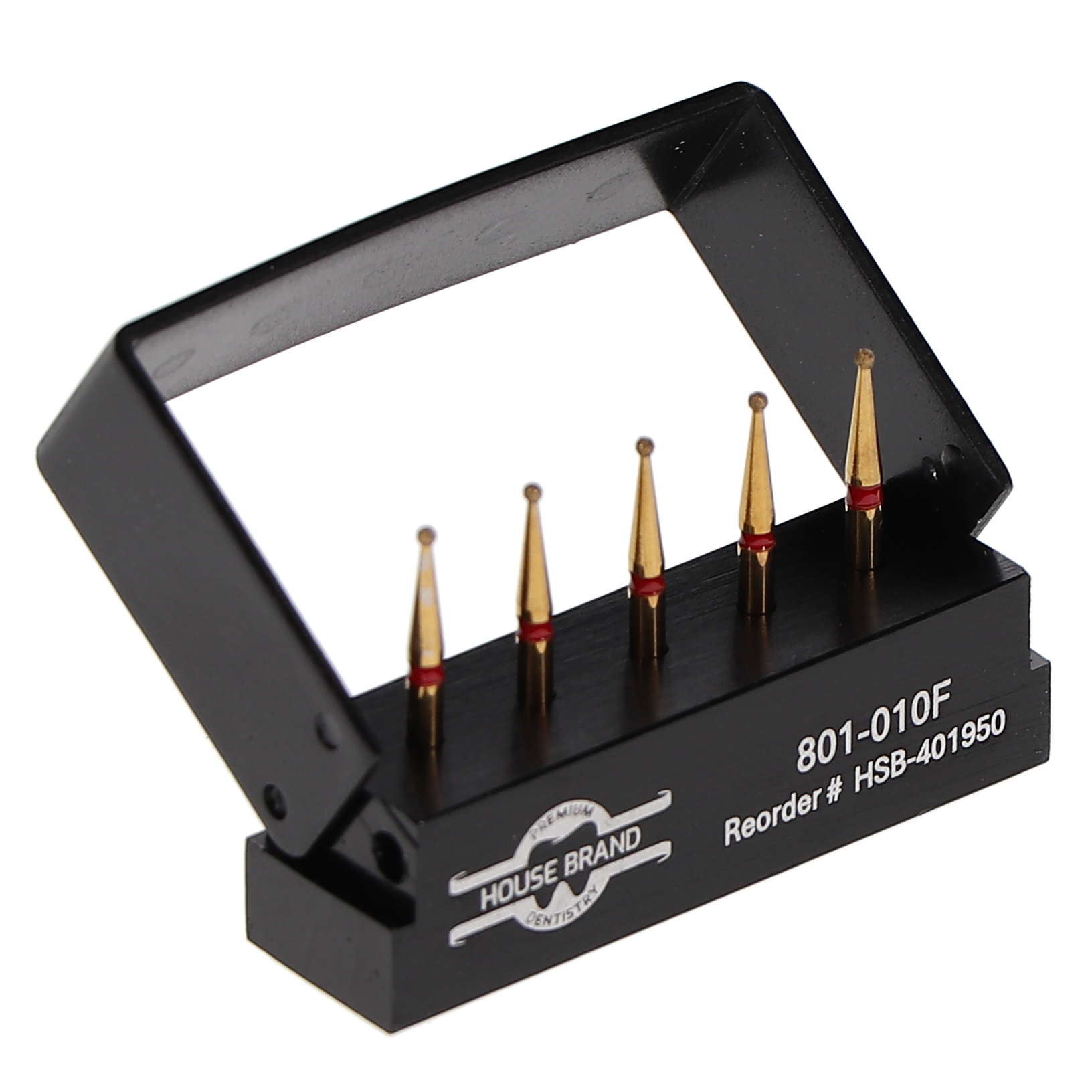 House Brand Dentistry 401950 HSB FG 801-010F Precision Zirconia Round Fine Grit Diamond Burs 5/Pk