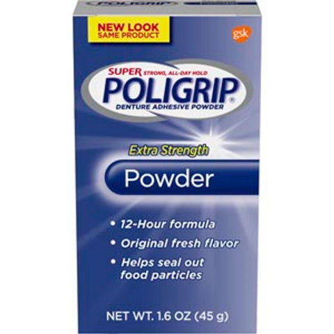 GlaxoSmithKline 07801 Super Poligrip Denture Adhesive Powder Extra Strength 24/Pk 1.6oz