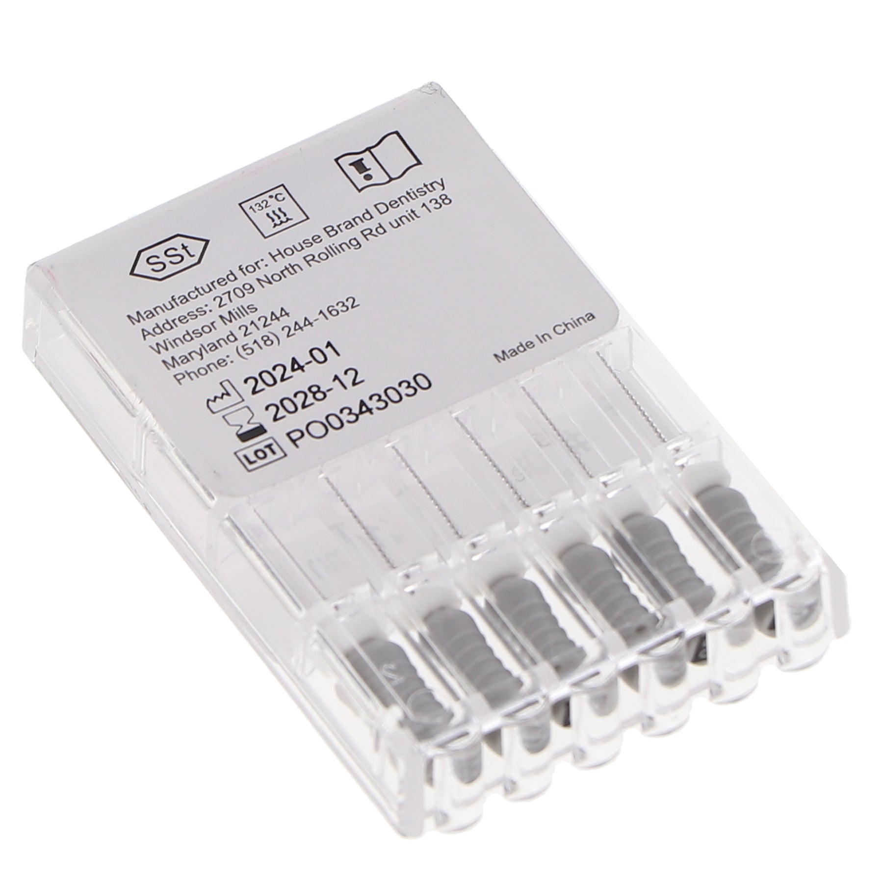House Brand Dentistry 400200 HSB K-Files Flex-Type 21mm #08 Grey Stainless Steel 6/Pk