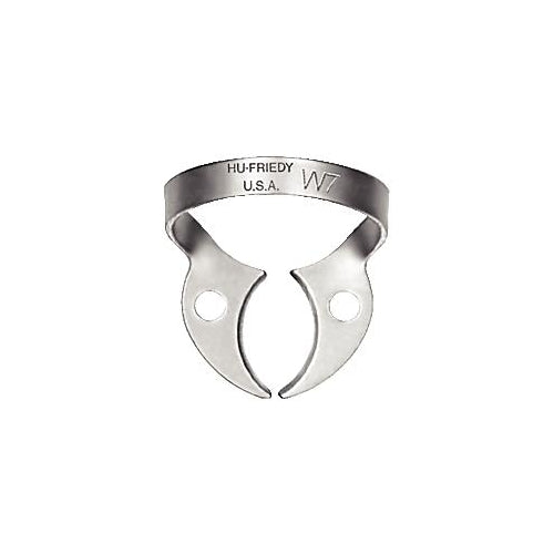 Hu-Friedy RDCMW7 Rubber Dental Dam Clamp #W7 Wingless Flat Jawed Satin Finish