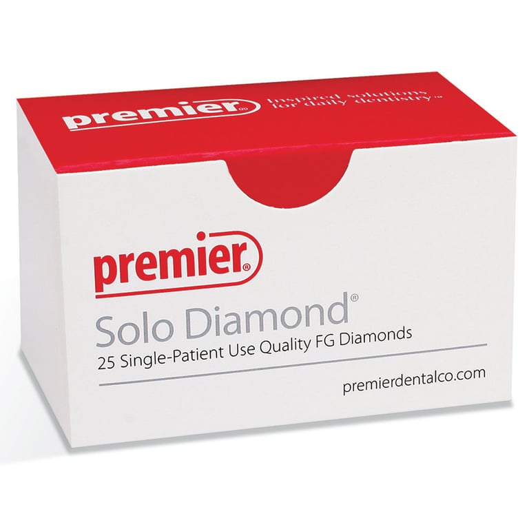 Premier Dental 850018M Solo FG #1118.10M Round End Taper Medium Grit Diamond Burs 25/Bx