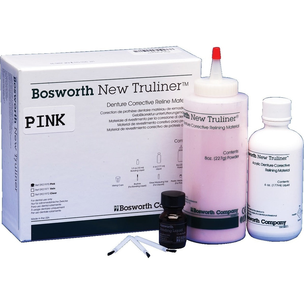 Bosworth 0921970 New Truliner PEMA Denture Corrective Relining Material Pink Kit EXP Feb 2025