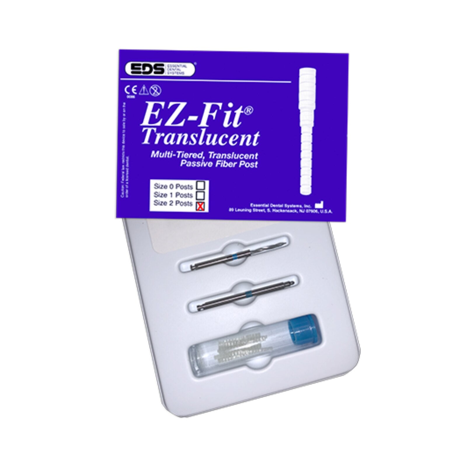 Essential Dental Systems 2535-02 EZ-Fit Passive Translucent Fiber Post Kit Size #2 10/Pk