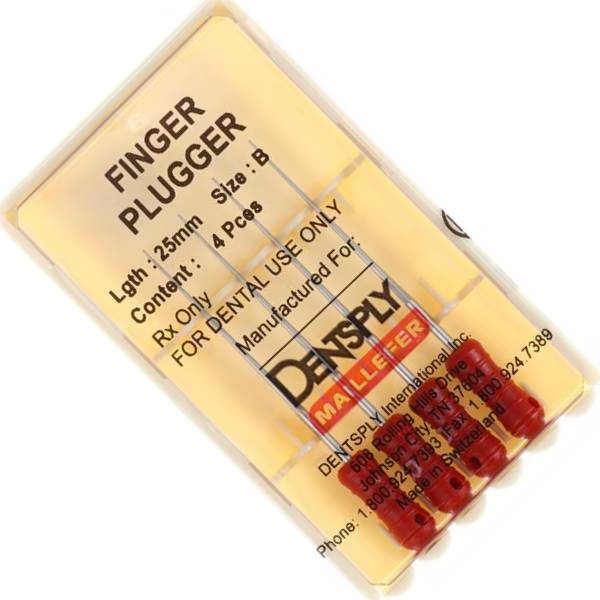 Dentsply Sirona 671711 Finger Pluggers 25mm Red B Conical 4/Bx