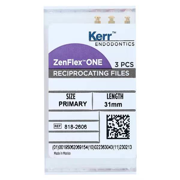 Kerr Dental 8182606 ZenFlex ONE Reciprocating NiTi Files 31mm Primary 3/Pk