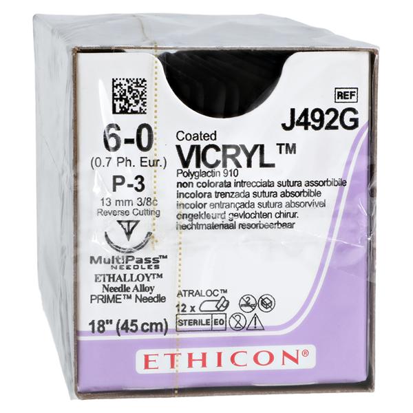 J&J Ethicon J492G Vicryl Absorbable Sutures P3 6/0 18