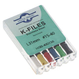 House Brand Dentistry 400138 HSB Endodontic K-Files 31mm #15-40 Assorted Stainless Steel 6/Pk