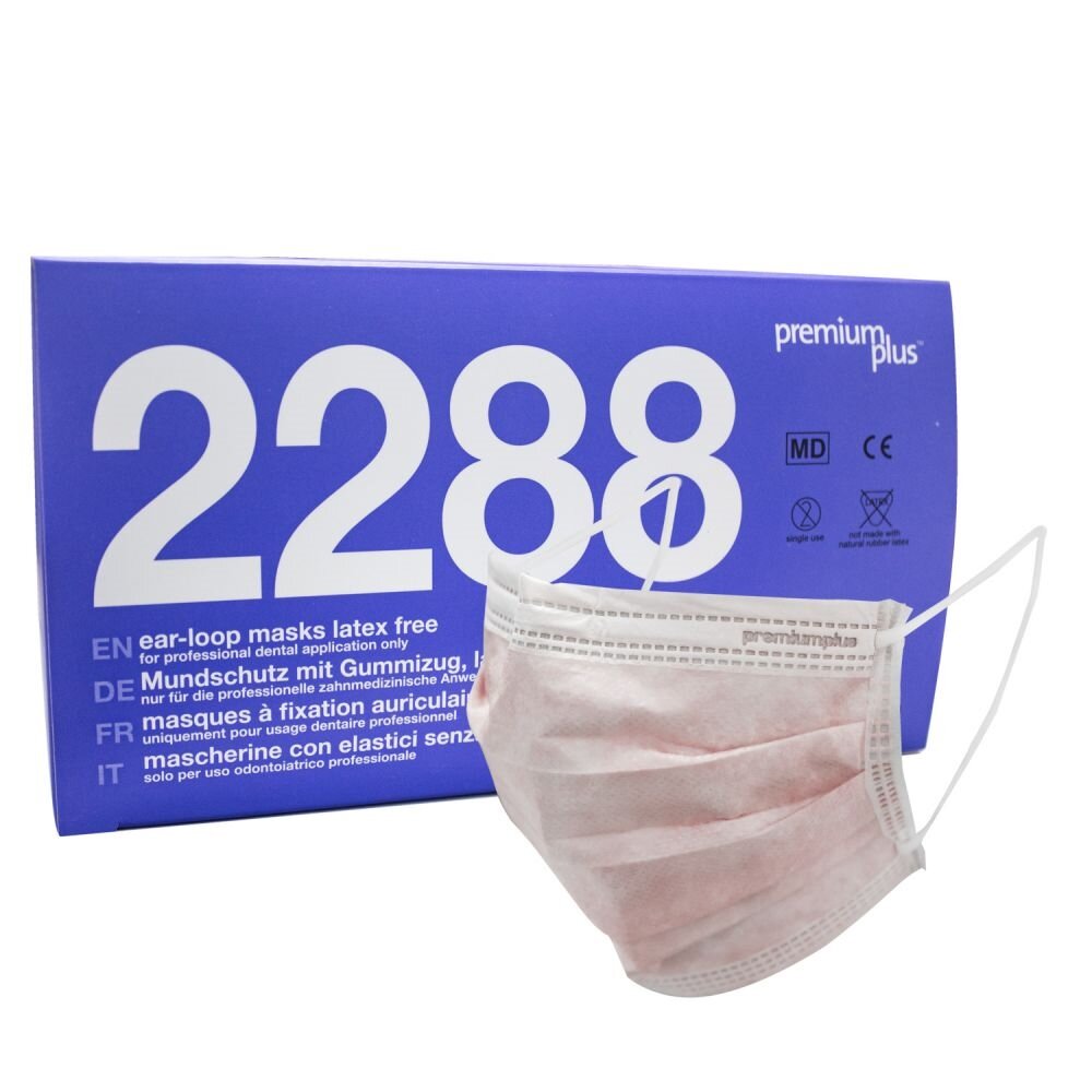 Premium Plus 2288-PINK Earloop Face Masks Pink Ultra Sensitive Non-Irritating 50/Pk