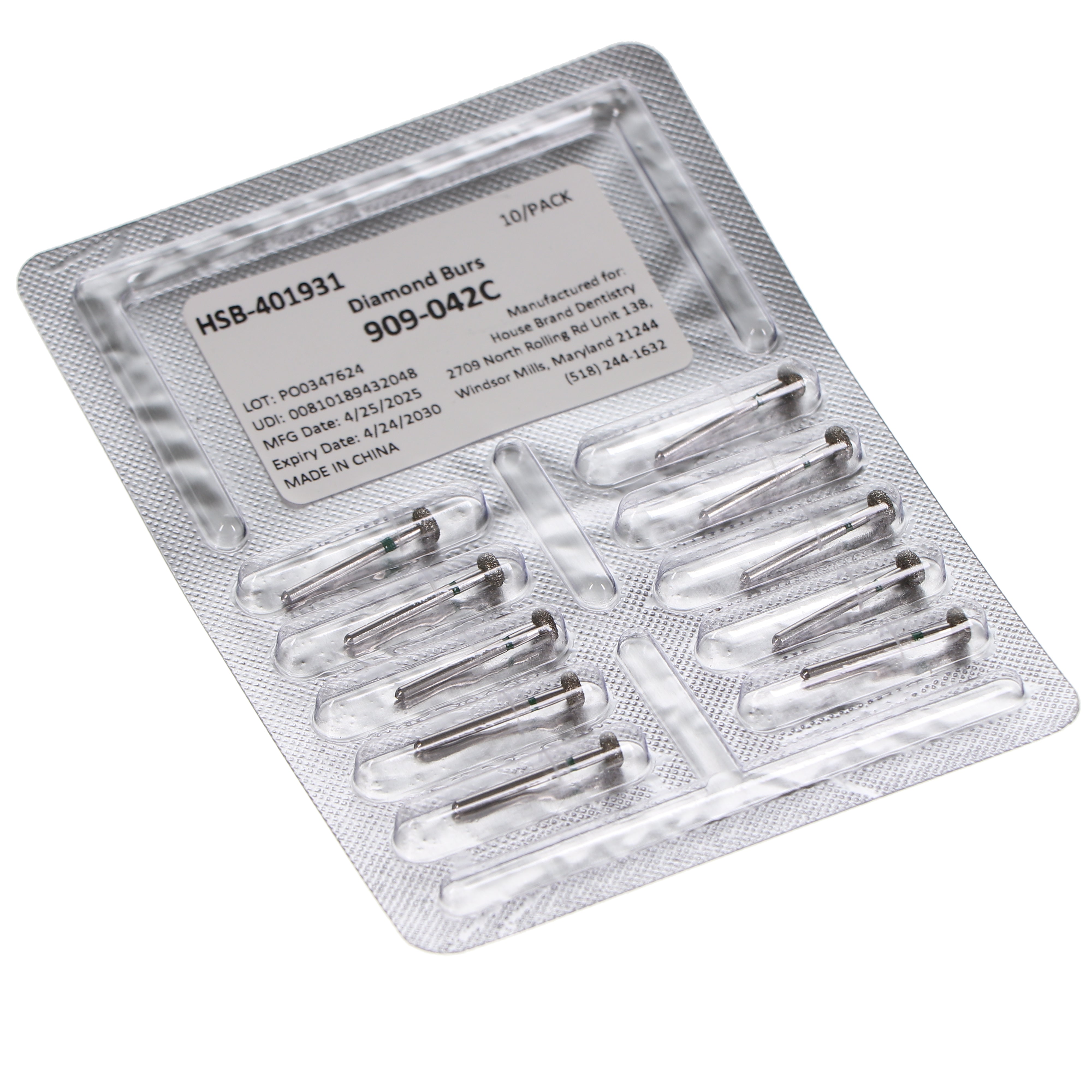 House Brand Dentistry 401931 HSB FG 909-042C Wheel Coarse Grit Diamond Burs 10/Pk