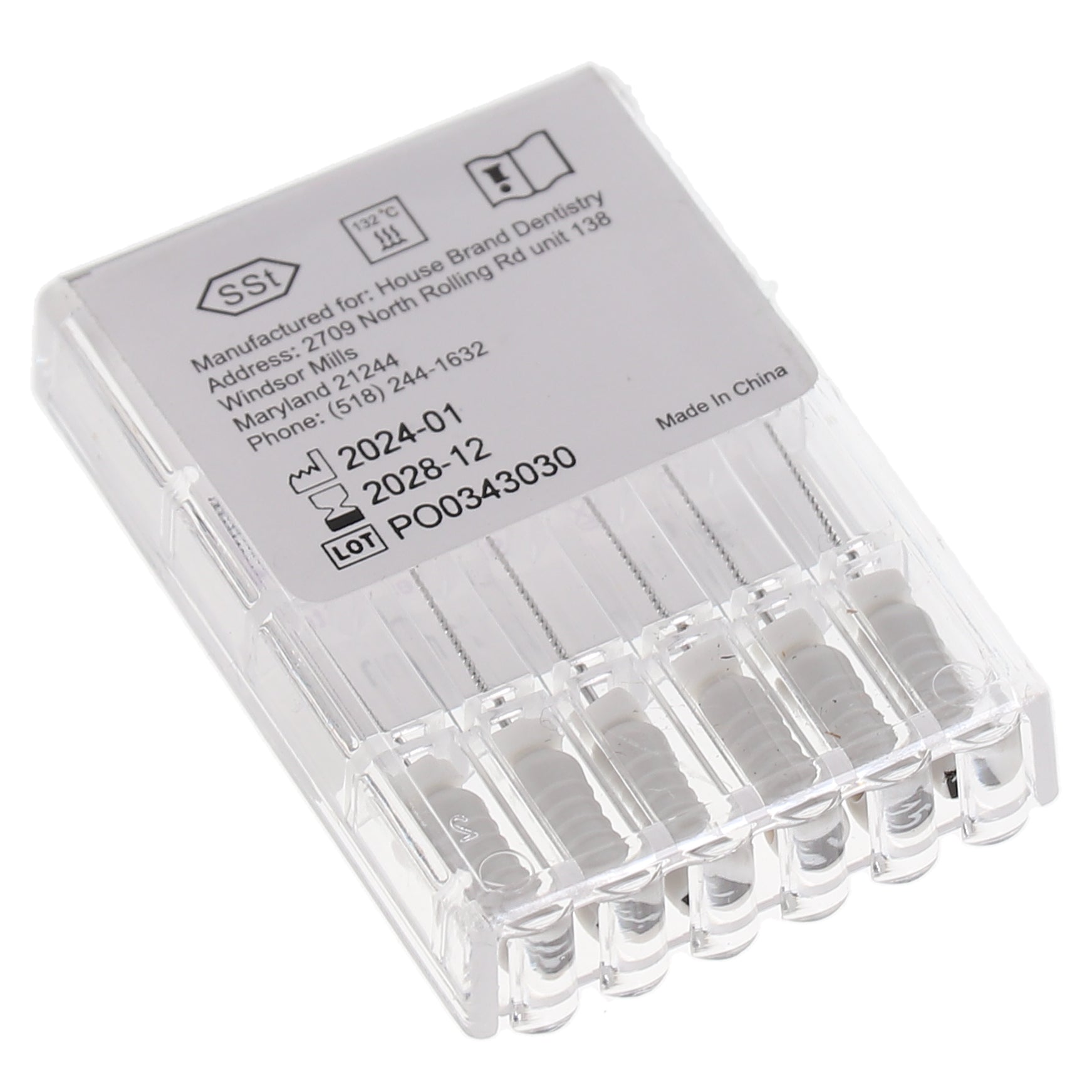 House Brand Dentistry 400202 HSB K-Files Flex-Type 21mm #15 White Stainless Steel 6/Pk