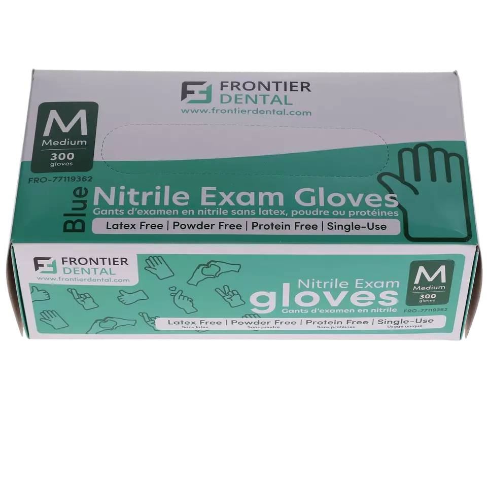 Frontier Dental 77119362 Nitrile Examination Gloves Powder Free Medium 300/Bx