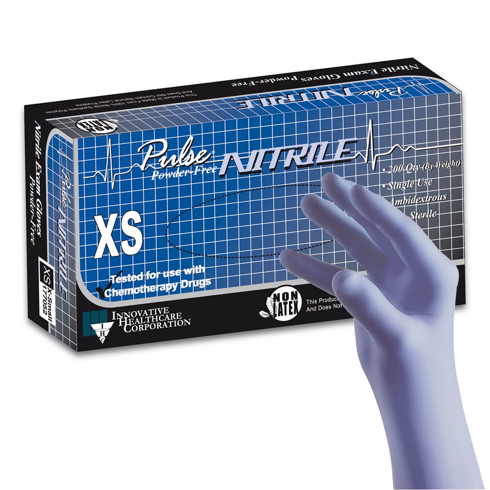 Innovative Healthcare 177052 Pulse Nitrile Extra Small Powder Free 200/Bx